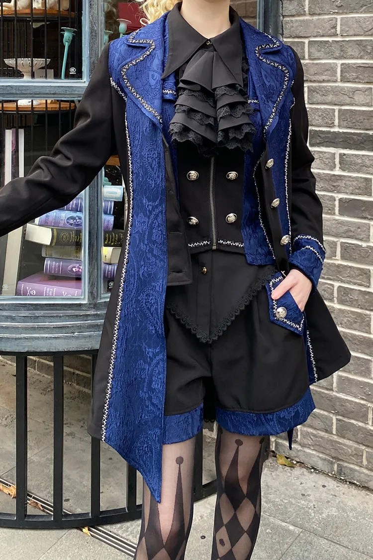 Black/Blue Hot Stamping Embroidery Ouji Handsome Cool Lolita Vest
