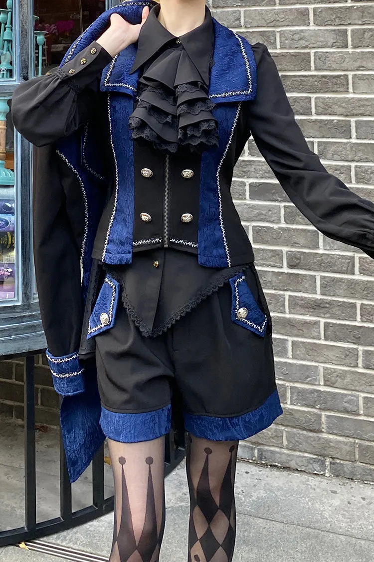 Black/Blue Hot Stamping Embroidery Ouji Handsome Cool Lolita Vest