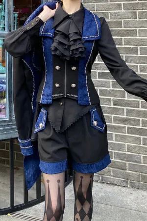 Black/Blue Hot Stamping Embroidery Ouji Handsome Cool Lolita Vest