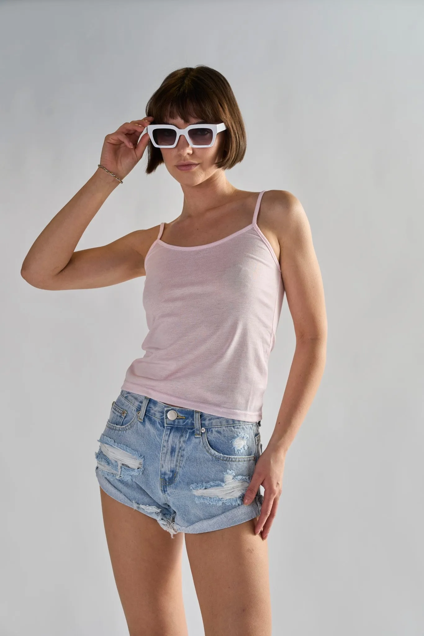 Bleach Stonewash Distressed Denim Shorts