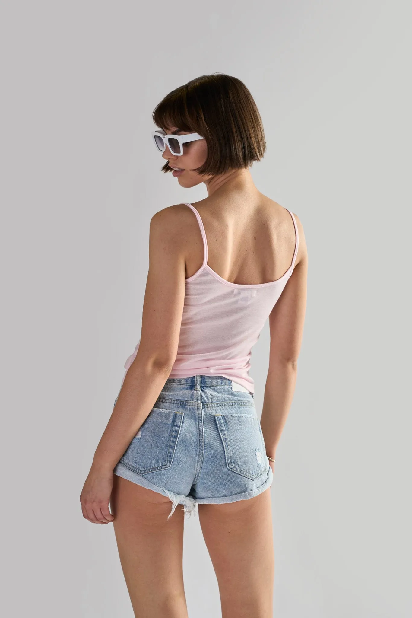 Bleach Stonewash Distressed Denim Shorts