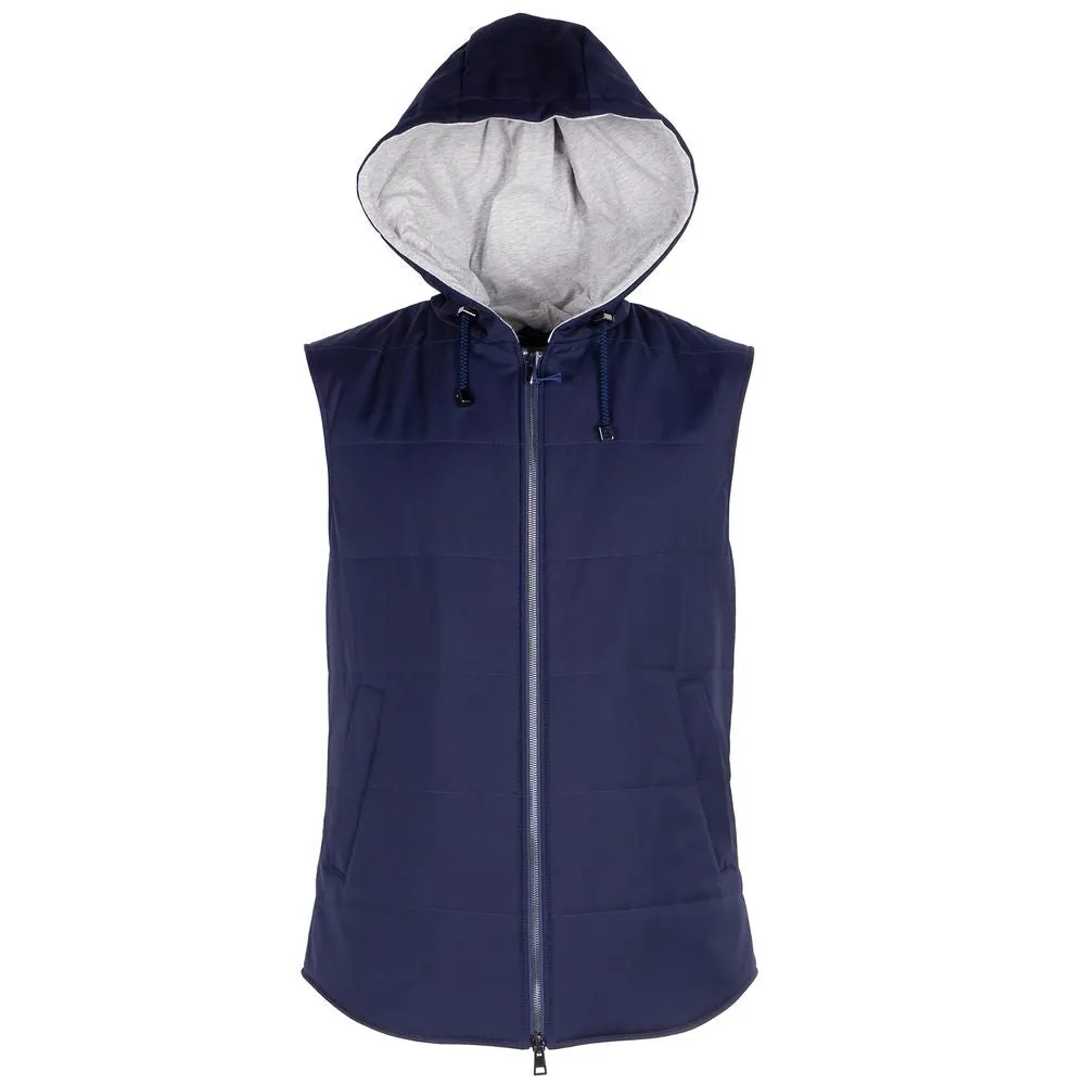 Blue Wool Men Vest