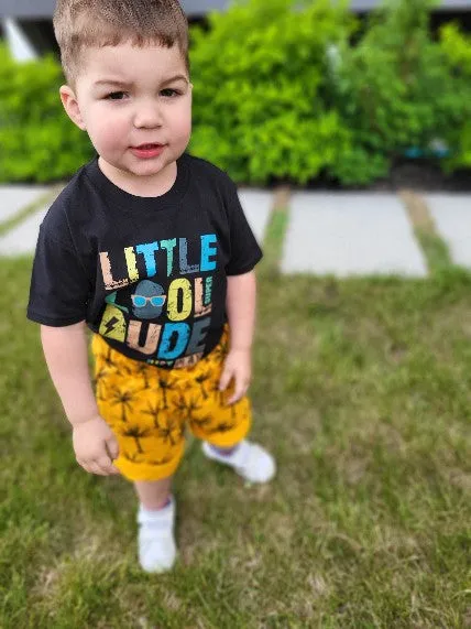 Boys "Little Cool Dude" Tee and orange palm tree shorts set - Kids clothes