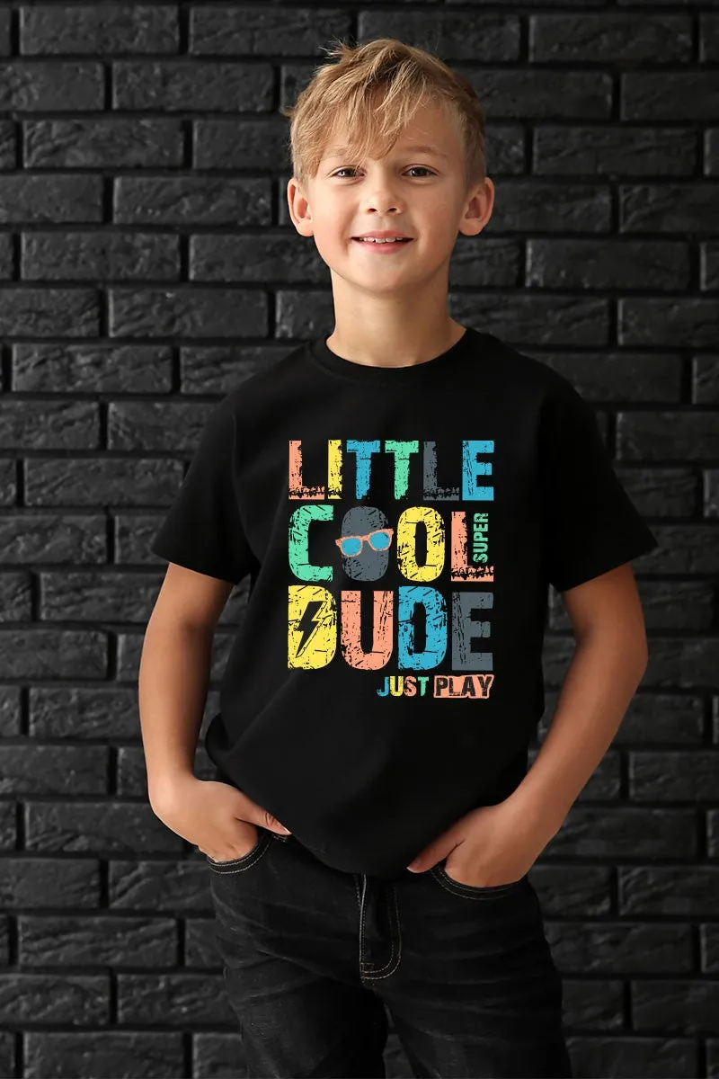 Boys "Little Cool Dude" Tee and orange palm tree shorts set - Kids clothes