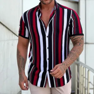 BreezeWear Herren Sommerstreifenhemd