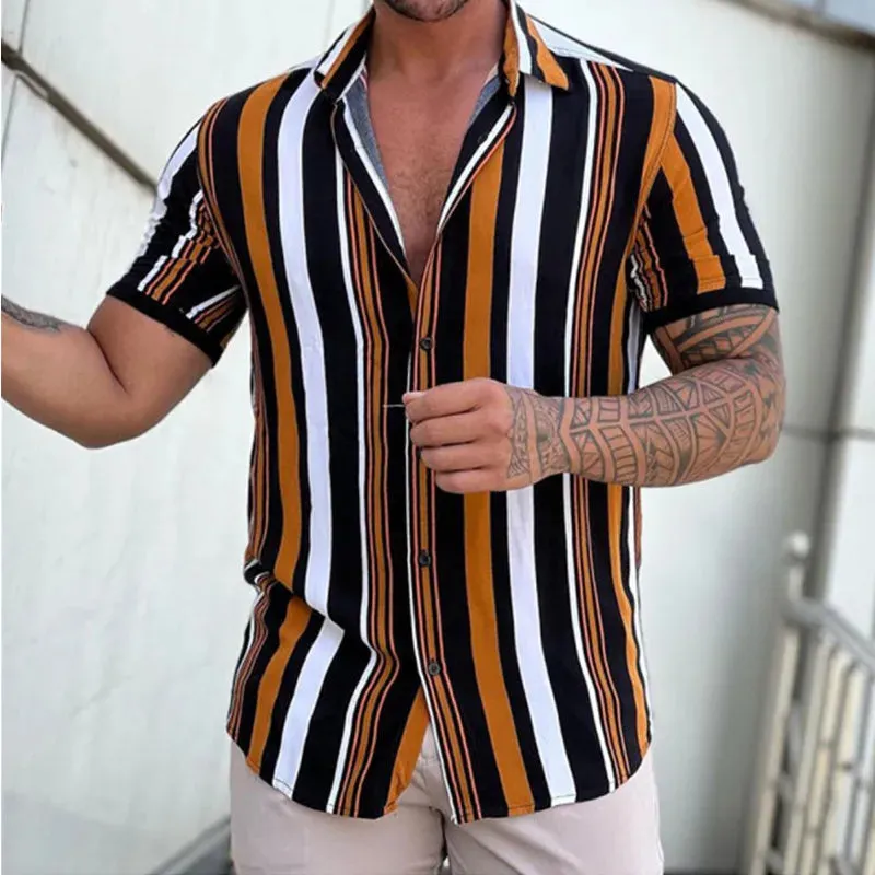 BreezeWear Herren Sommerstreifenhemd