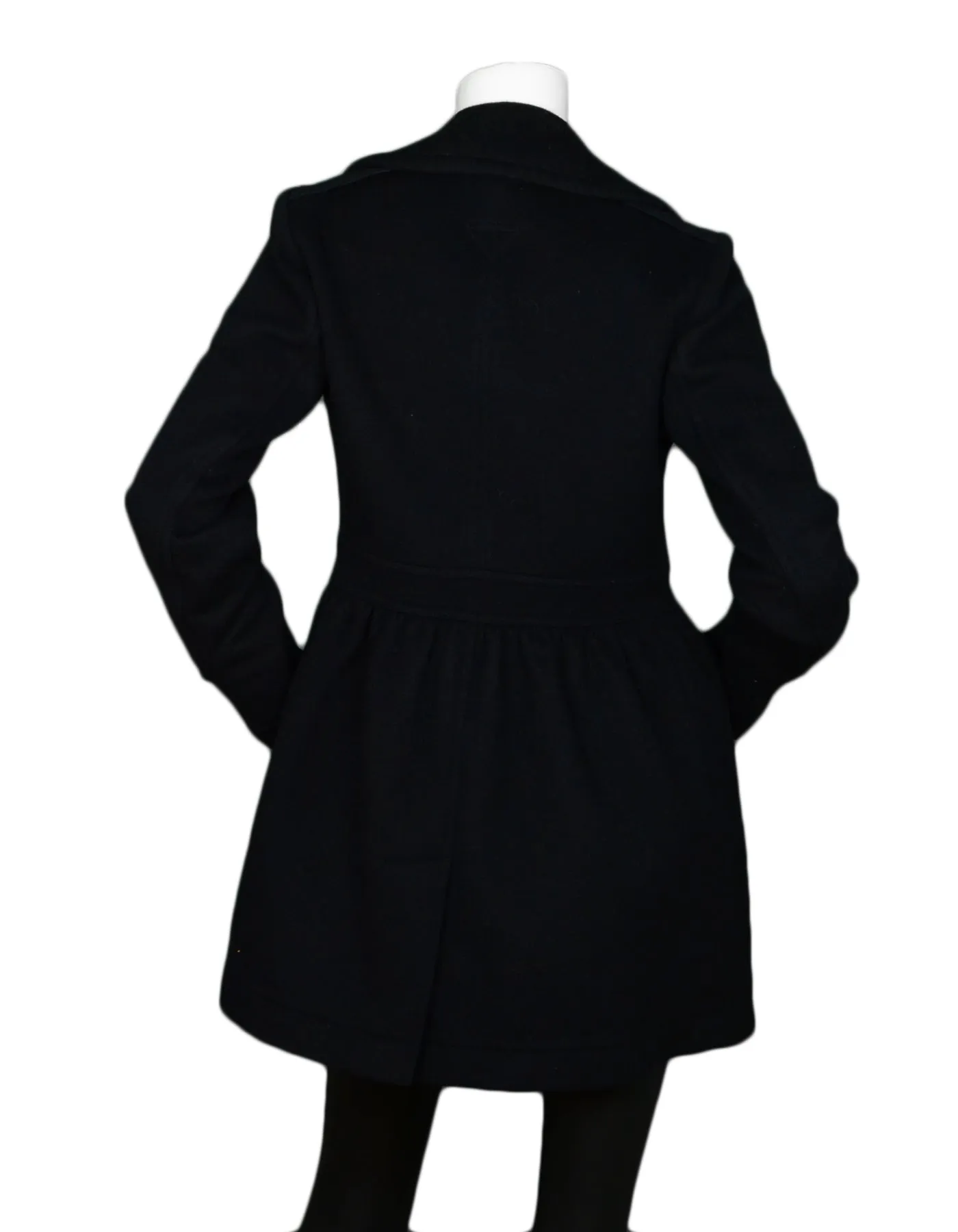 Burberry Black Wool Coat w/ Toggle sz 4
