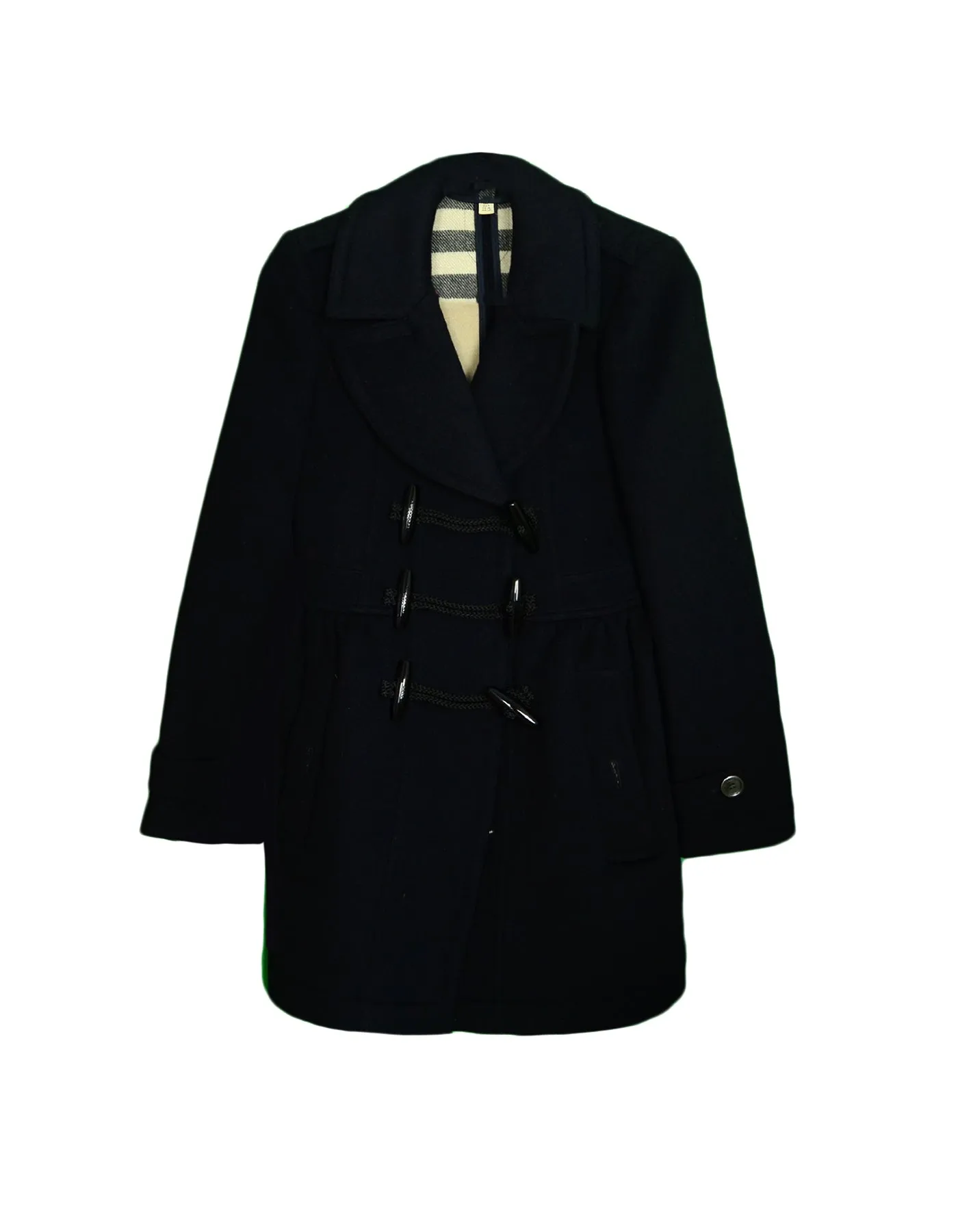 Burberry Black Wool Coat w/ Toggle sz 4