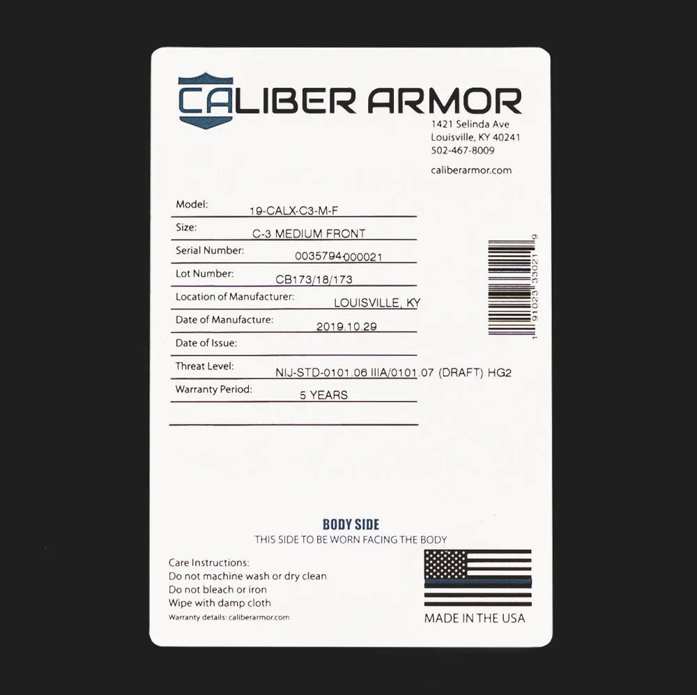 CaliberX IIIA Covert Body Armor Concealable Vest Package