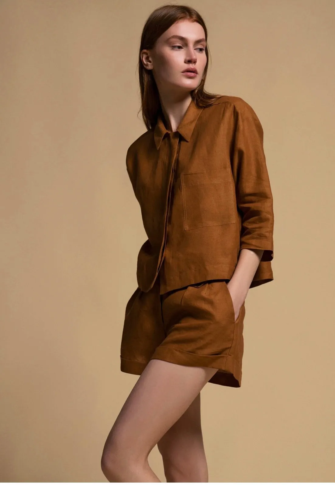Carob Linen Two Piece Set