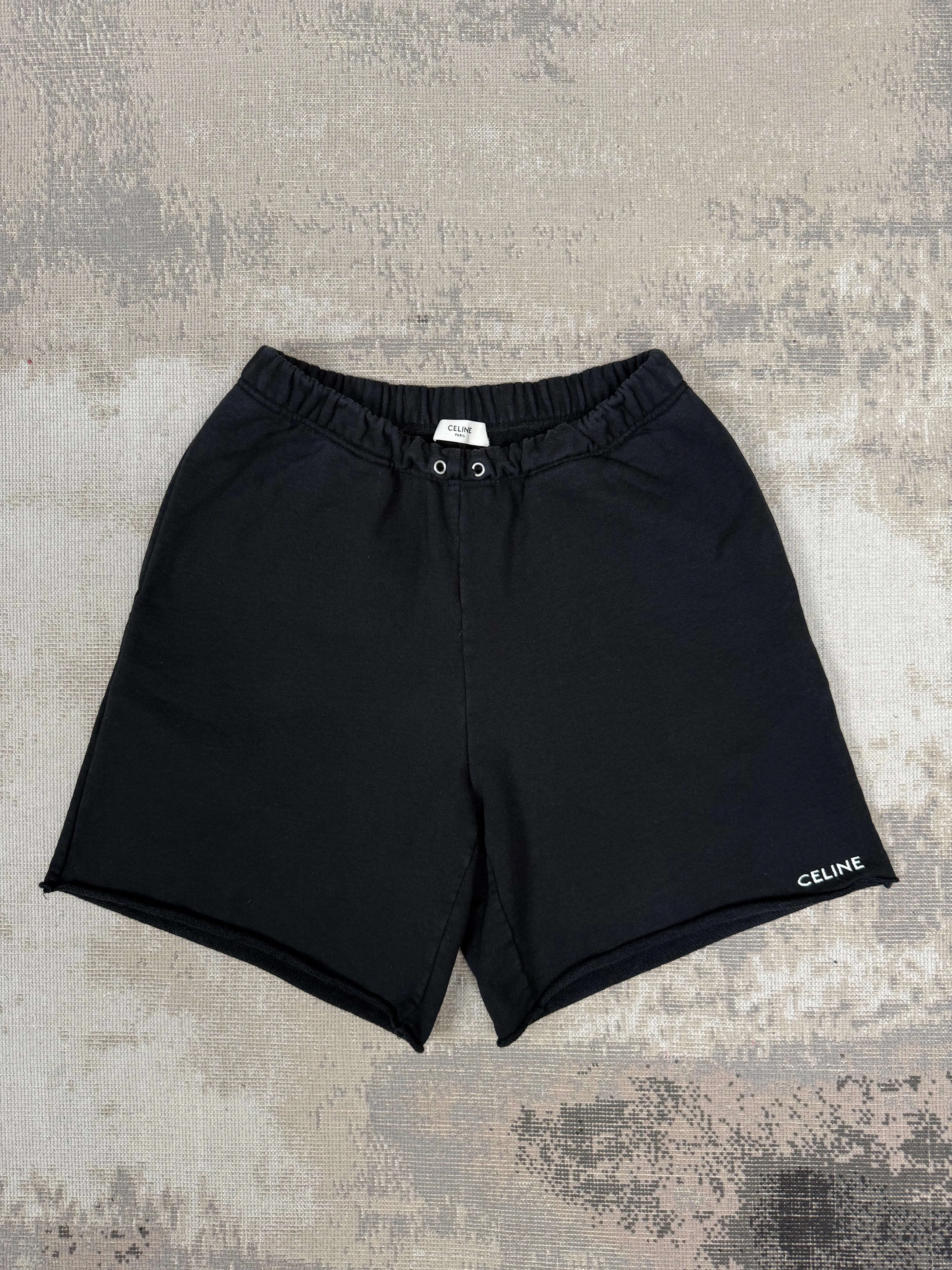 Celine Logo Cotton Shorts - Black