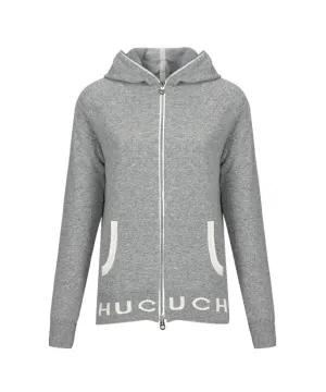 CHUCUCHU Knit Hooded Zip-Up Cardigan - Gray
