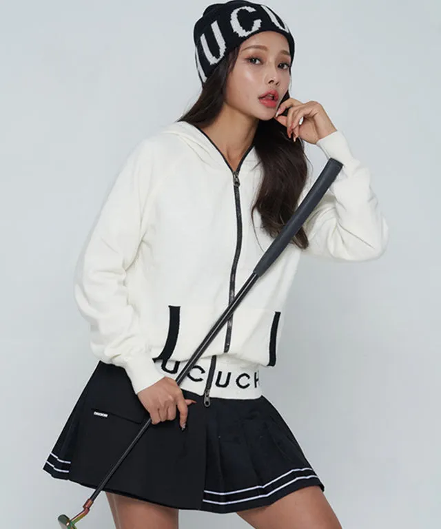 CHUCUCHU Knit Hooded Zip-Up Cardigan - Ivory