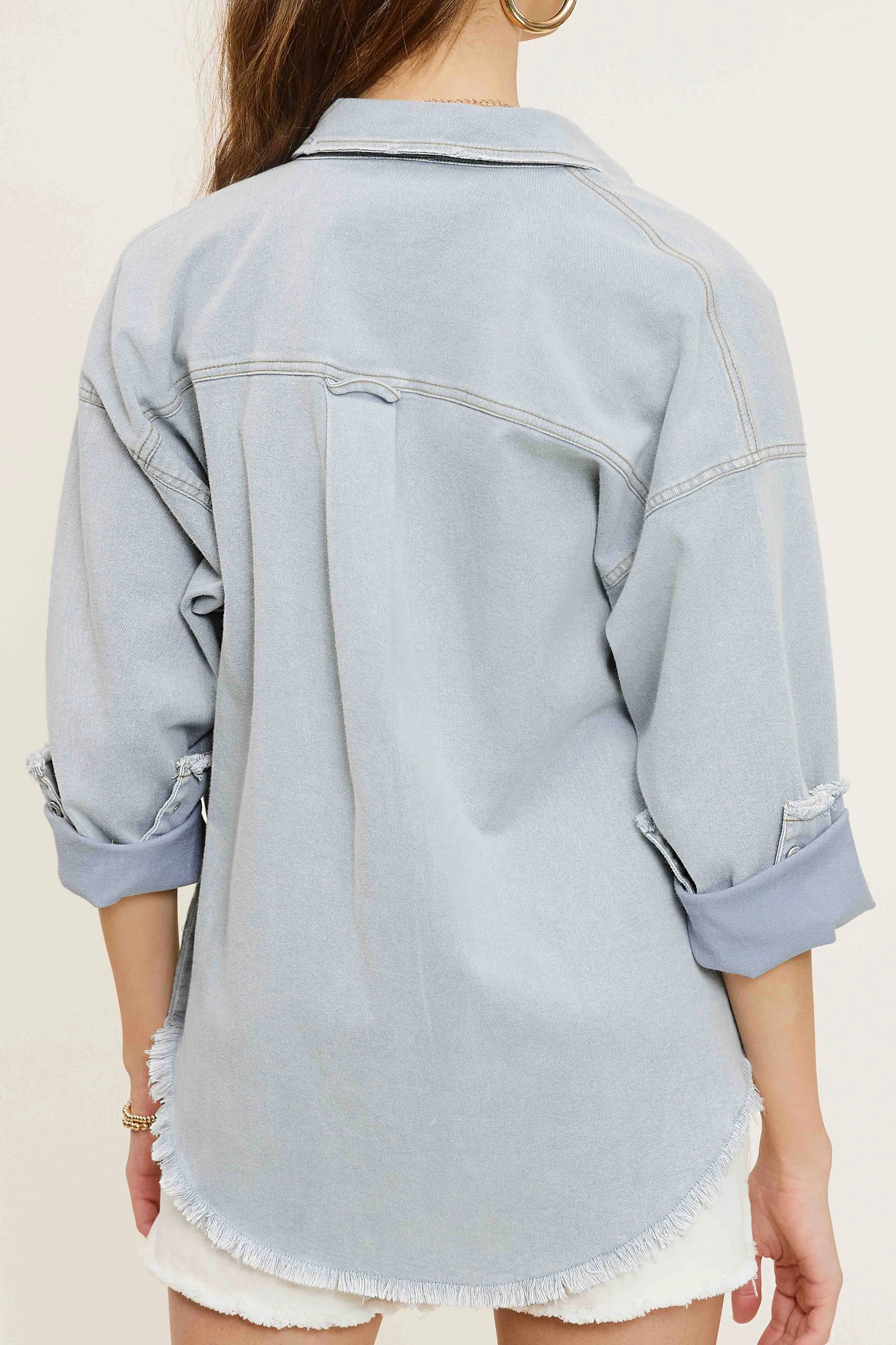 Classic Button Down Denim Shirt with Chest Pockets
