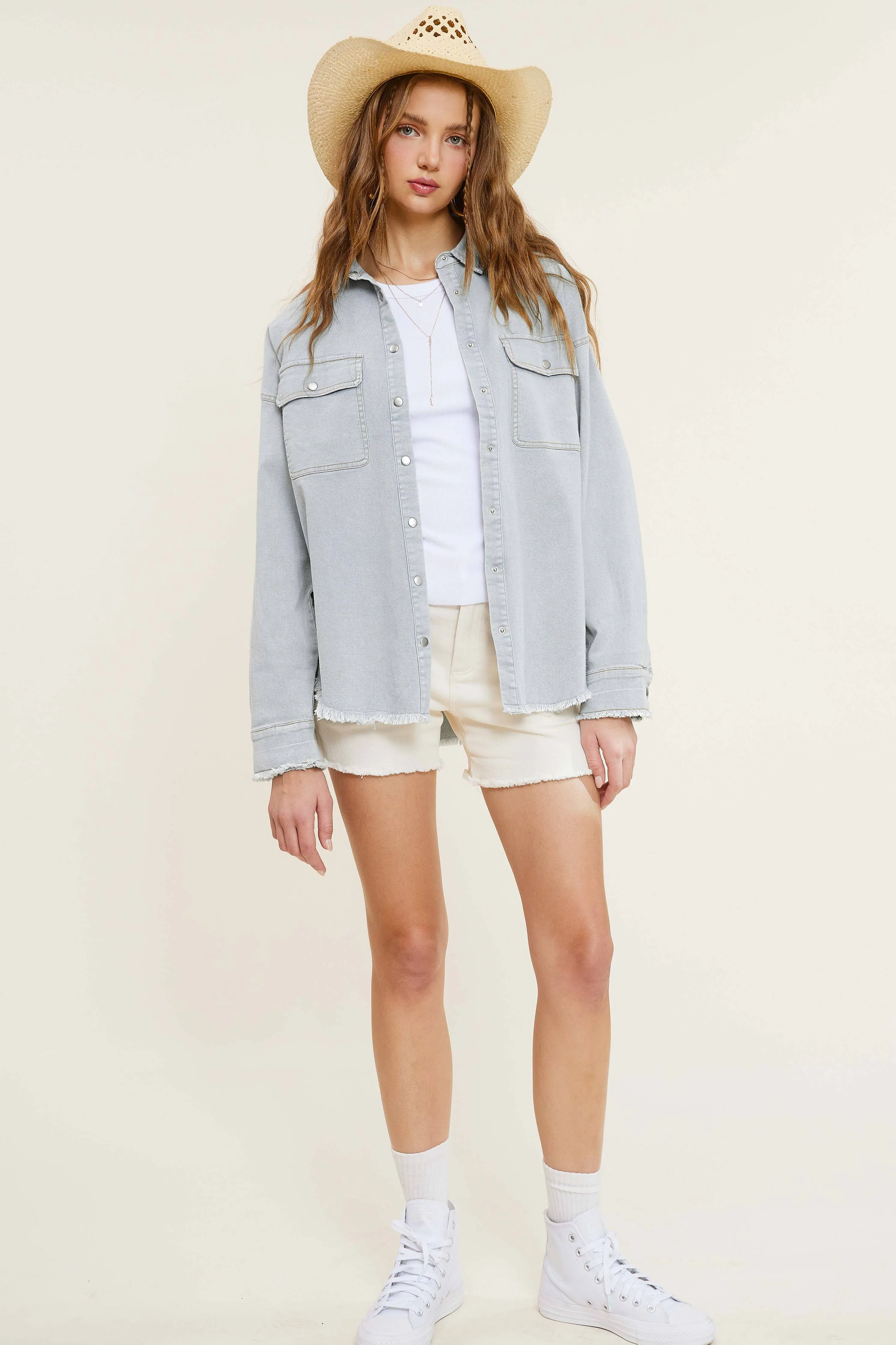 Classic Button Down Denim Shirt with Chest Pockets