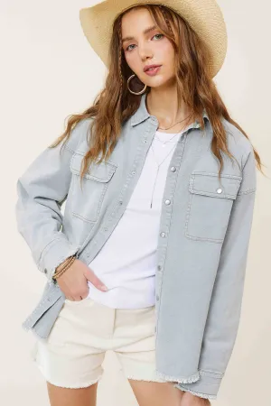 Classic Button Down Denim Shirt with Chest Pockets