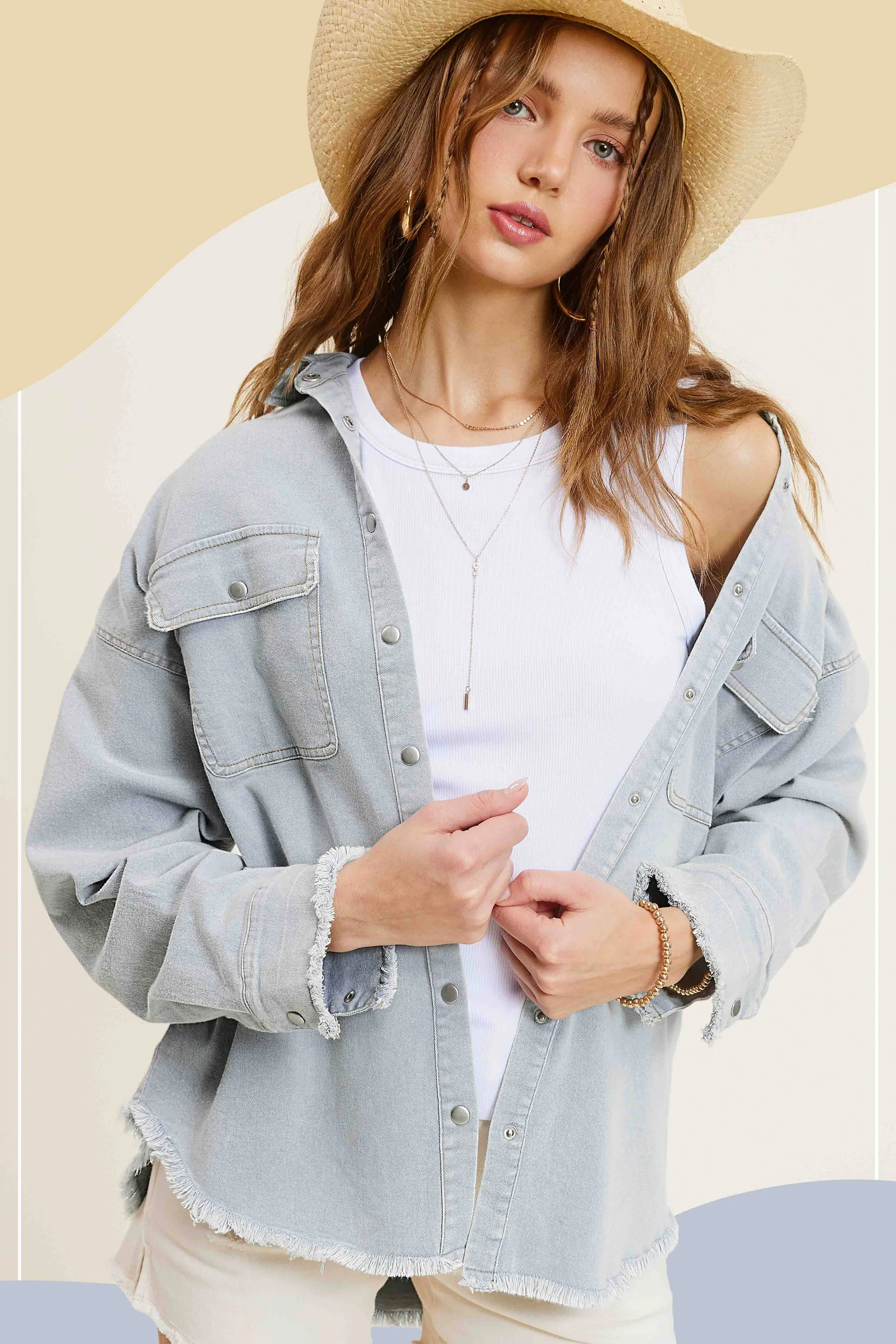 Classic Button Down Denim Shirt with Chest Pockets