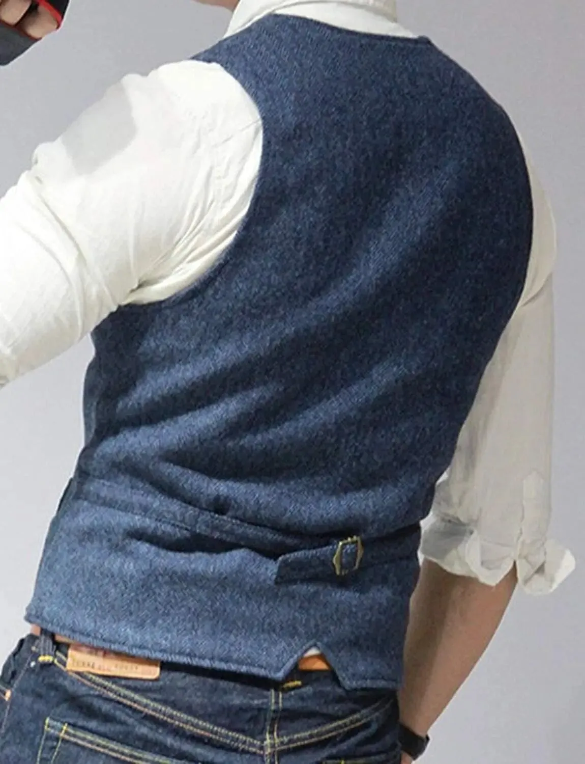 Classic Suit Wool Vest V Neck Slim Fit Business Waistcoat For Wedding