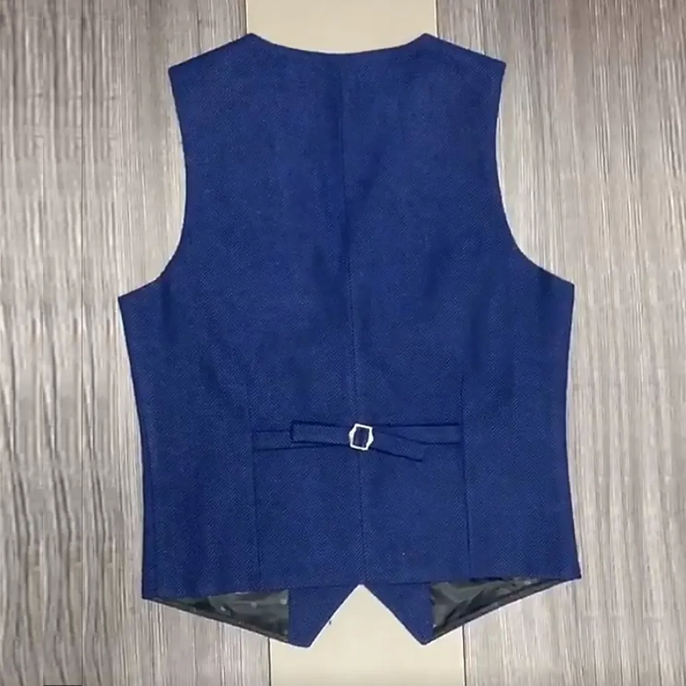 Classic Suit Wool Vest V Neck Slim Fit Business Waistcoat For Wedding