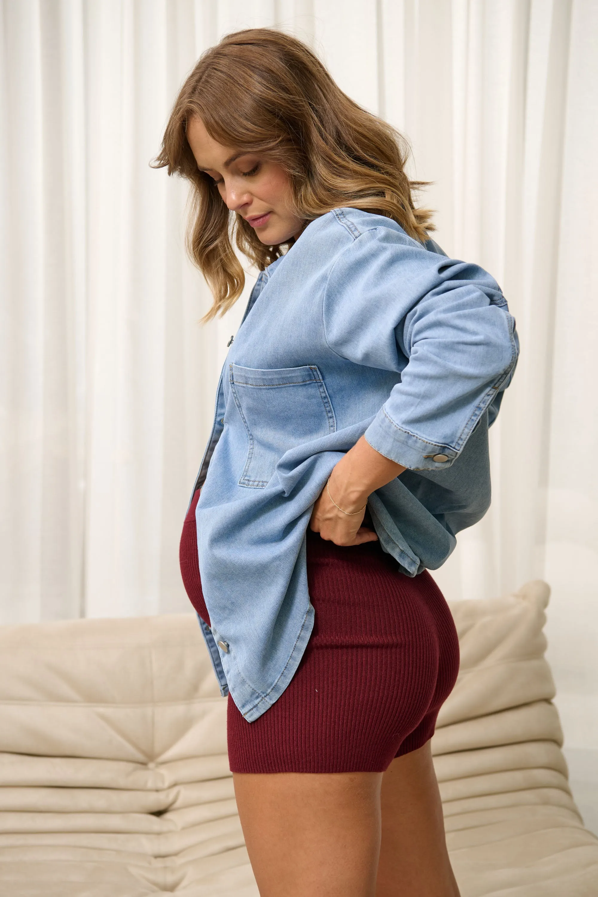 Cloud Nine Knit Short - Burgundy