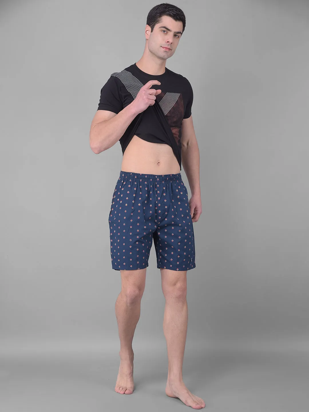 COBB NAVY YELLOW PRINTED SHORTS