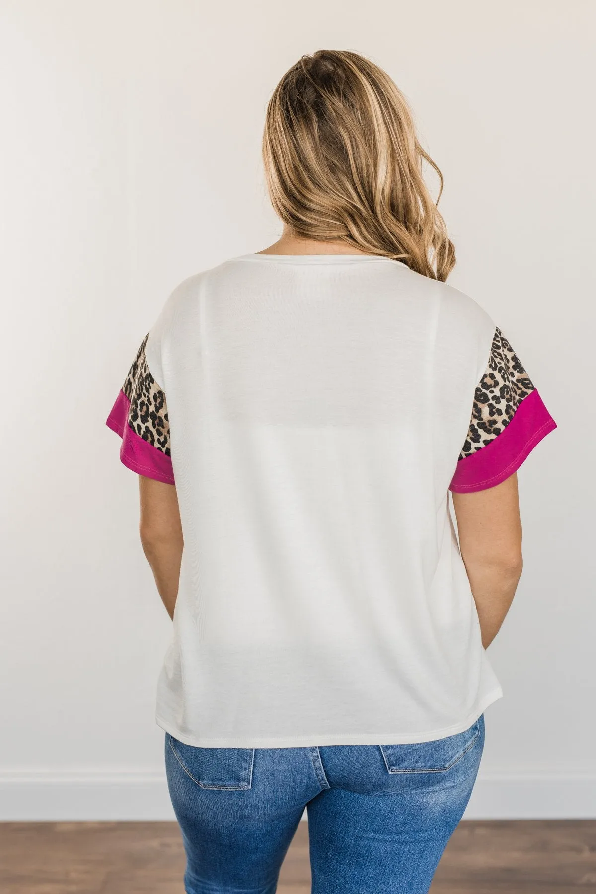 Courageous Hope Color Block Top- Ivory, Leopard & Pink