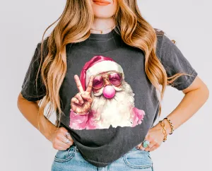 Cropped Comfort Colors Christmas Santa Bubble Gum Tee/ Adult Sizes