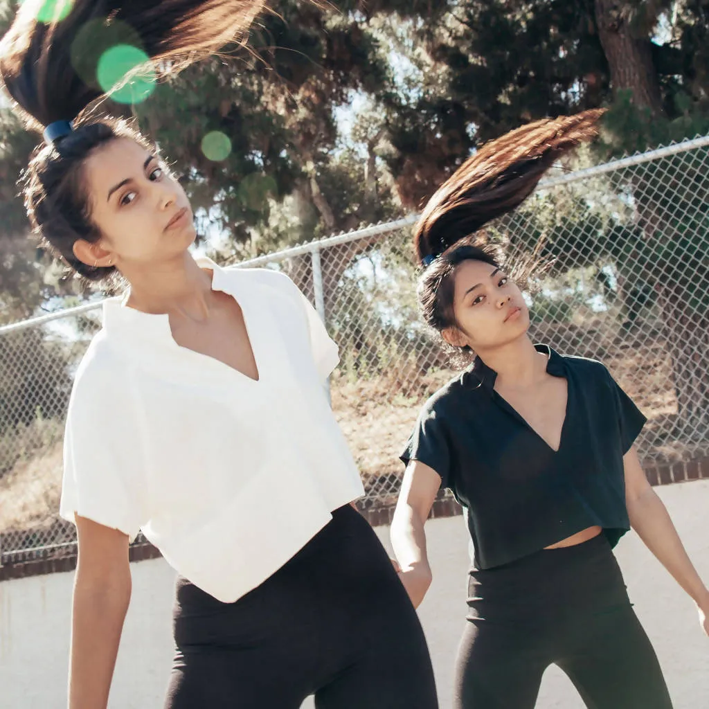 Cropped Raglan Shirt- Black