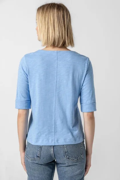 Cuffed Sleeve Split Neck -Malibu