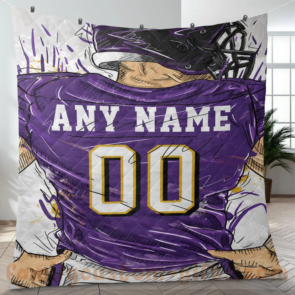 Custom Premium Quilt Blanket Baltimore Jersey American Football Personalized Quilt Gifts for Her & Him