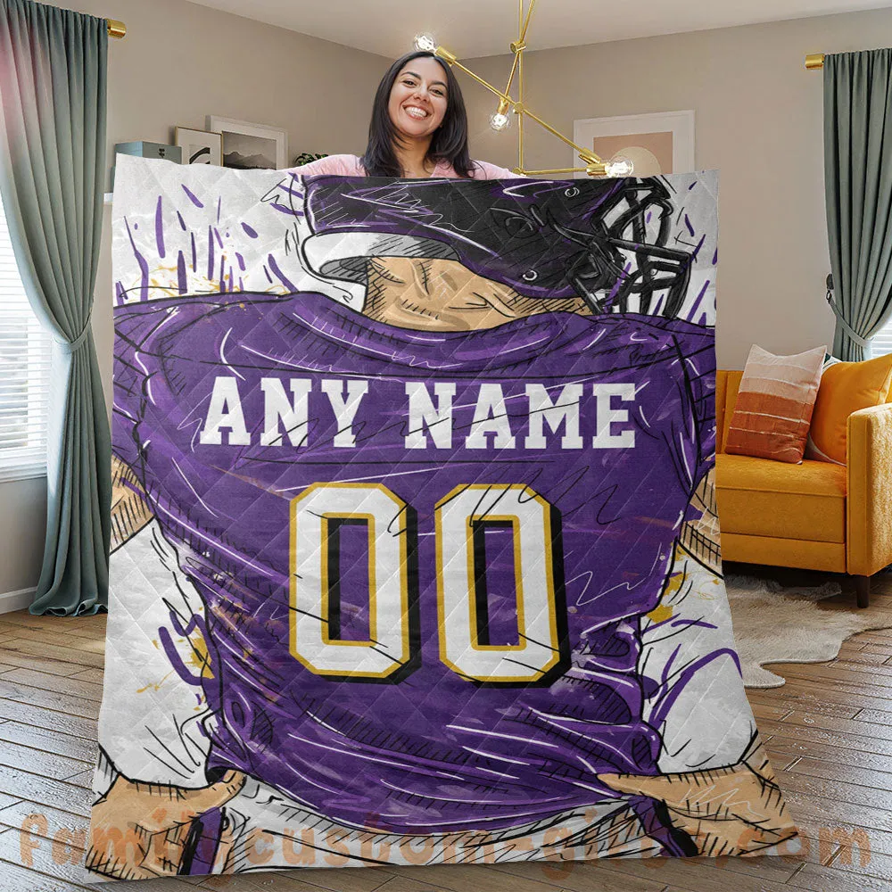 Custom Premium Quilt Blanket Baltimore Jersey American Football Personalized Quilt Gifts for Her & Him