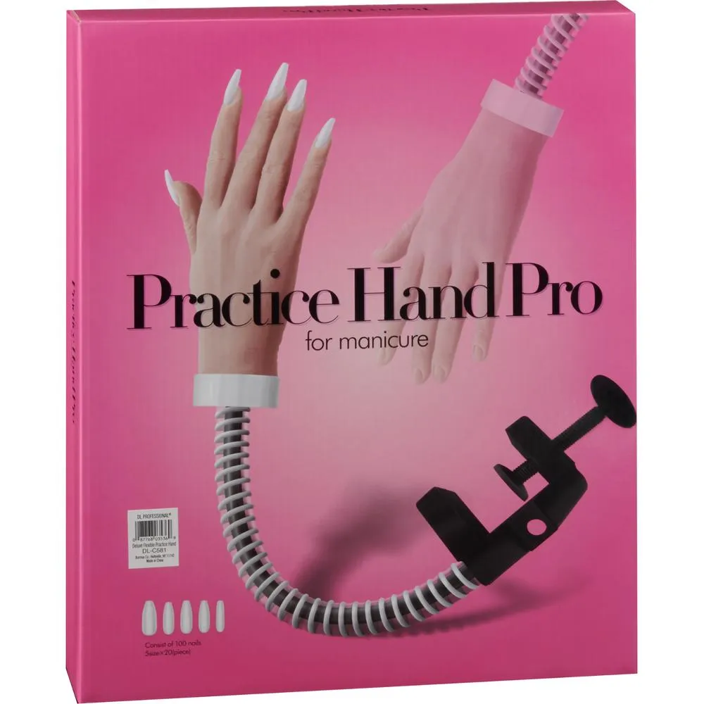 Deluxe Flexible Practice Hand with 100 Nail Tips by DL Pro