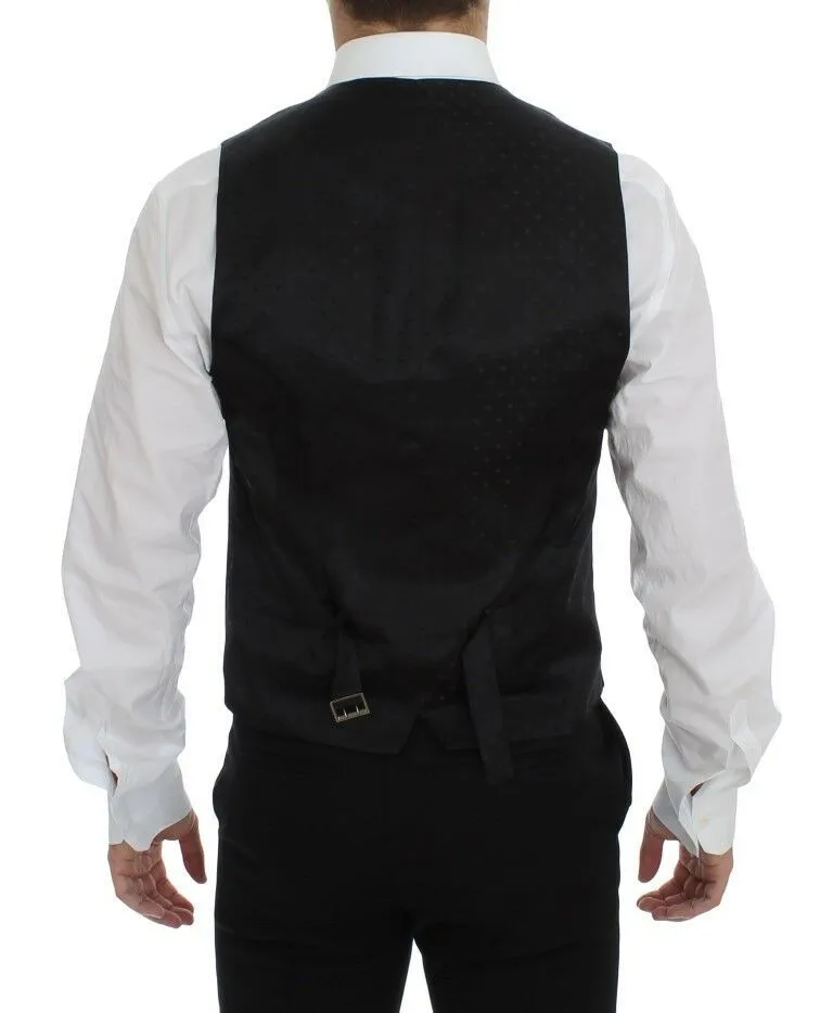Dolce & Gabbana Elegant Brown Black Wool Blend Dress Vest