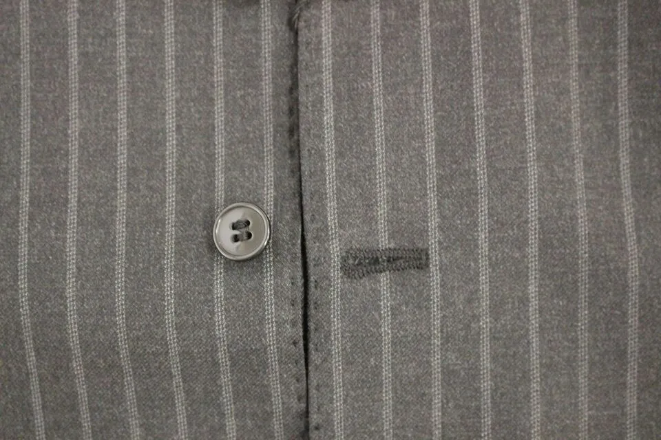 Dolce & Gabbana Elegant Gray Striped Wool Dress Vest