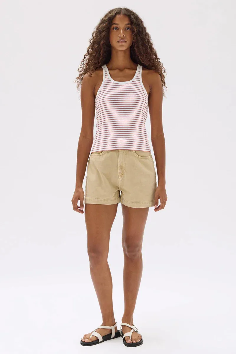 Drew Stripe Rib Tank Papaya