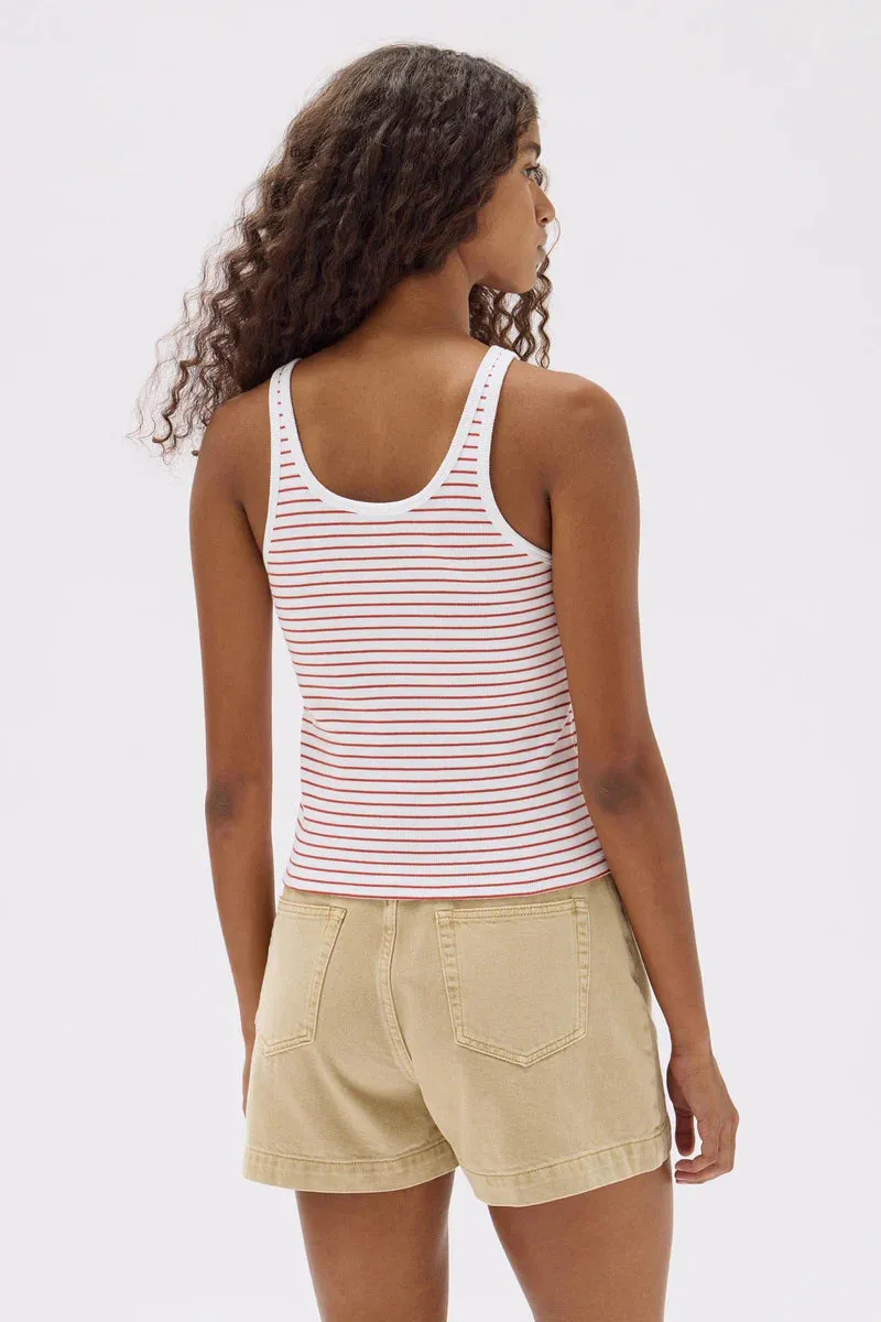 Drew Stripe Rib Tank Papaya