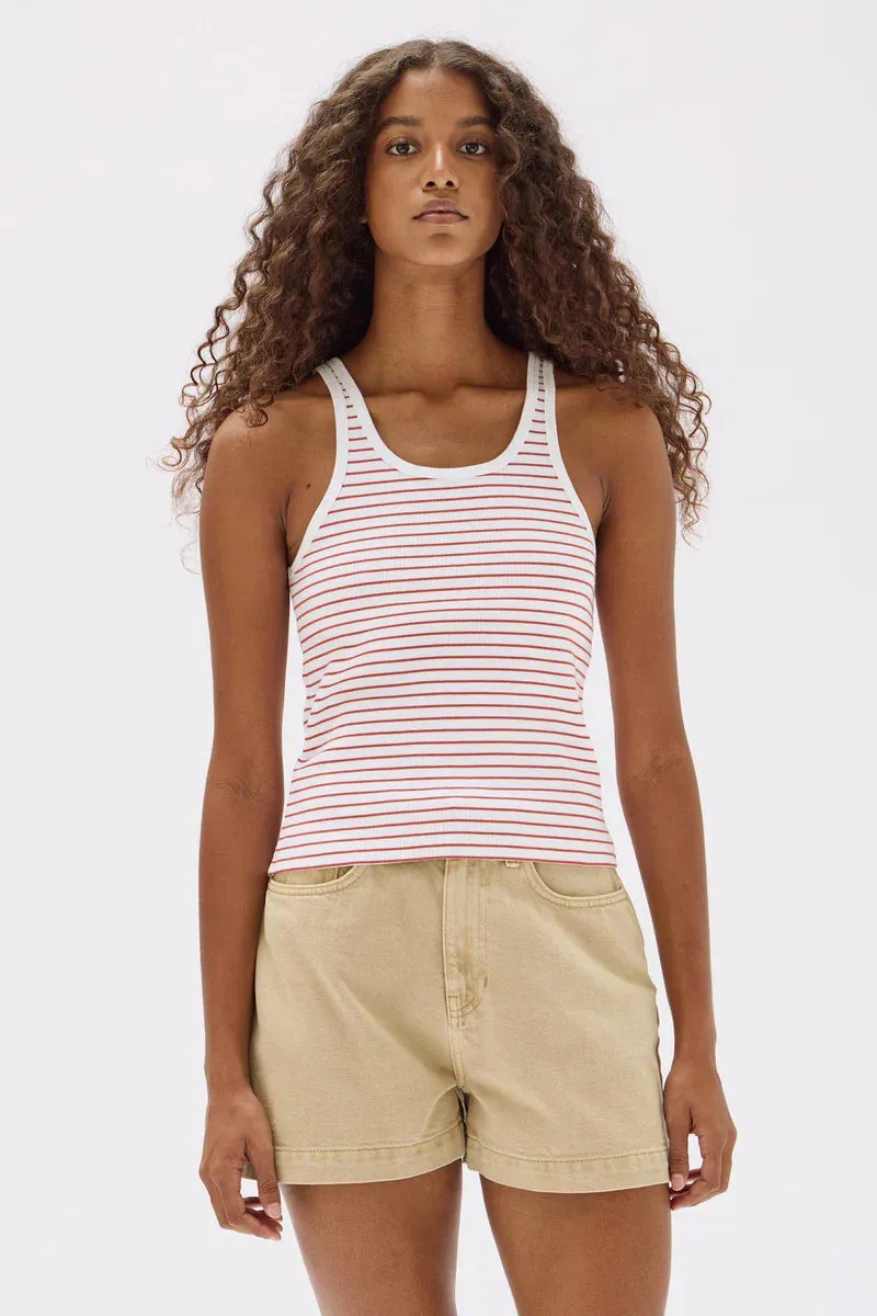 Drew Stripe Rib Tank Papaya