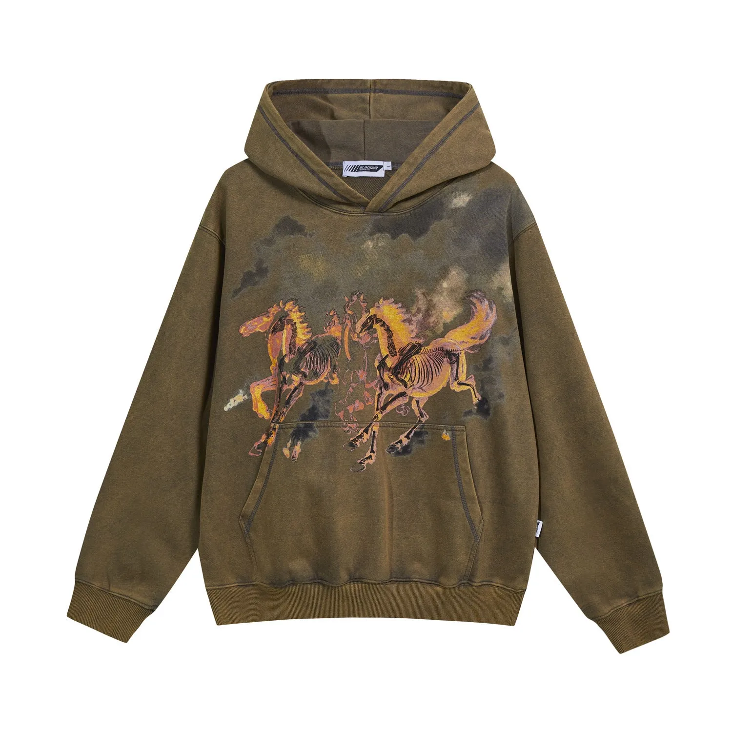 Early Autumn 400G American Street Tide Brand Men's Wash Water Old Flame Horse Printed Vests For Men And Women