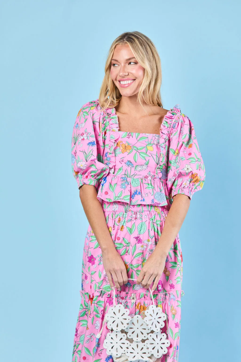 Emma Blouse in Pink Wildflower