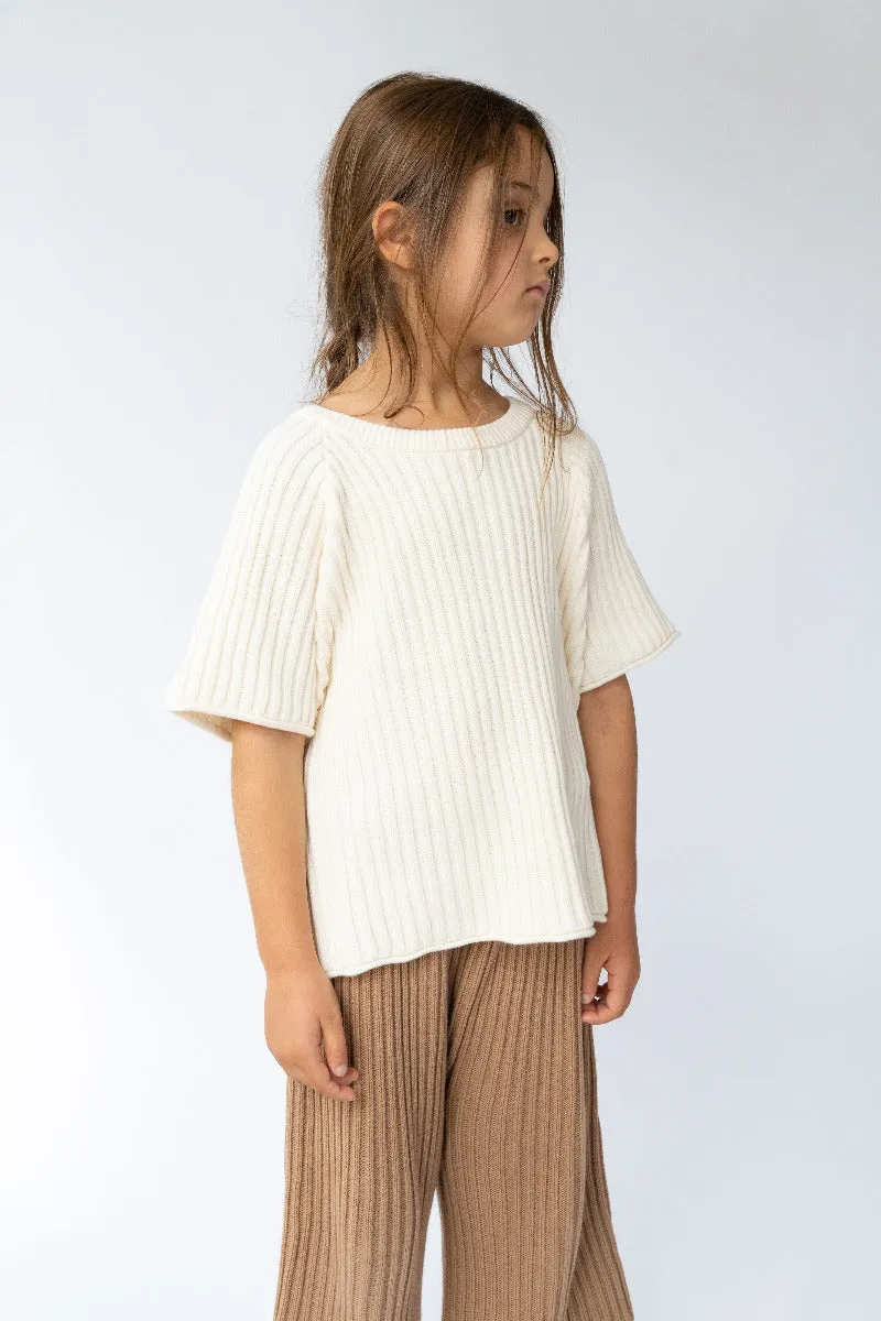 Essential Ribbed Knit Tee - Vanilla