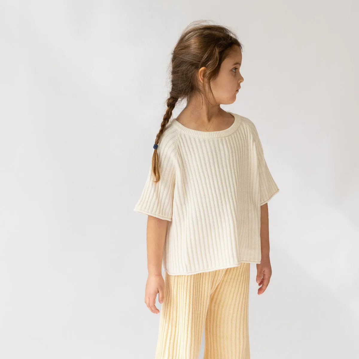 Essential Ribbed Knit Tee - Vanilla