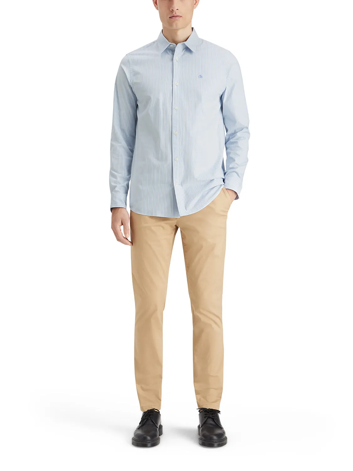ESSENTIALS - Regular Fit Button Down Oxford - Blue Stripe