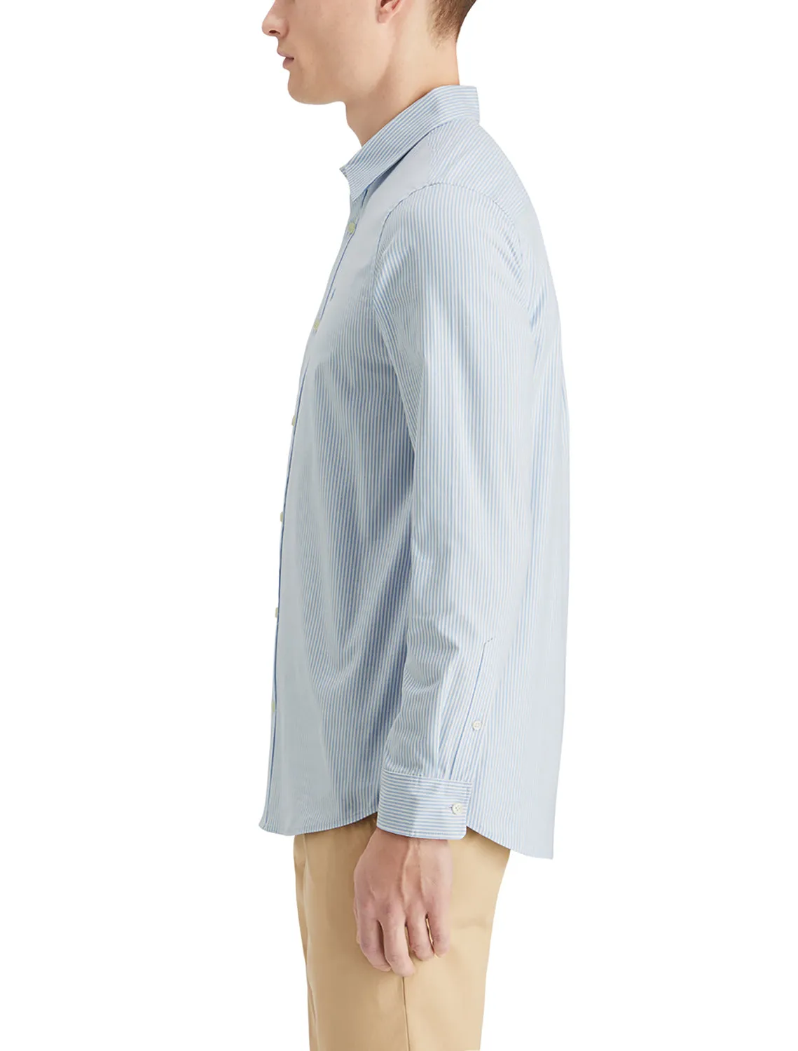 ESSENTIALS - Regular Fit Button Down Oxford - Blue Stripe