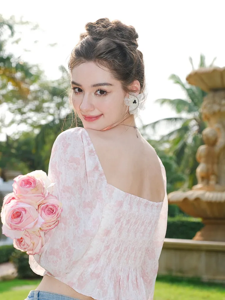 Ethereal Blossom Puff Sleeve Blouse