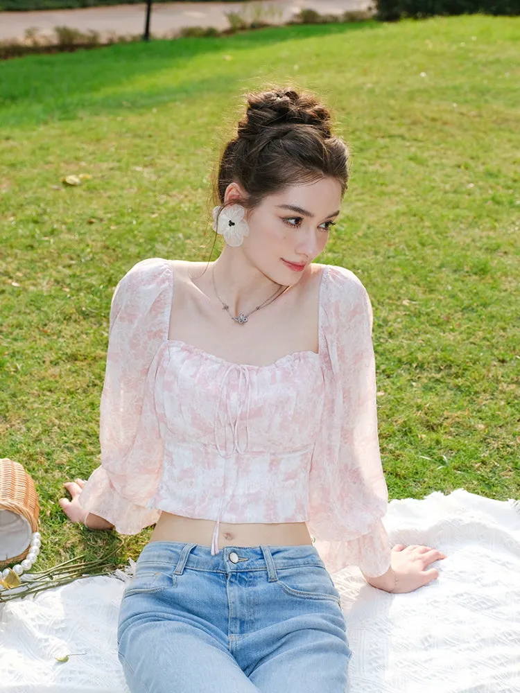 Ethereal Blossom Puff Sleeve Blouse