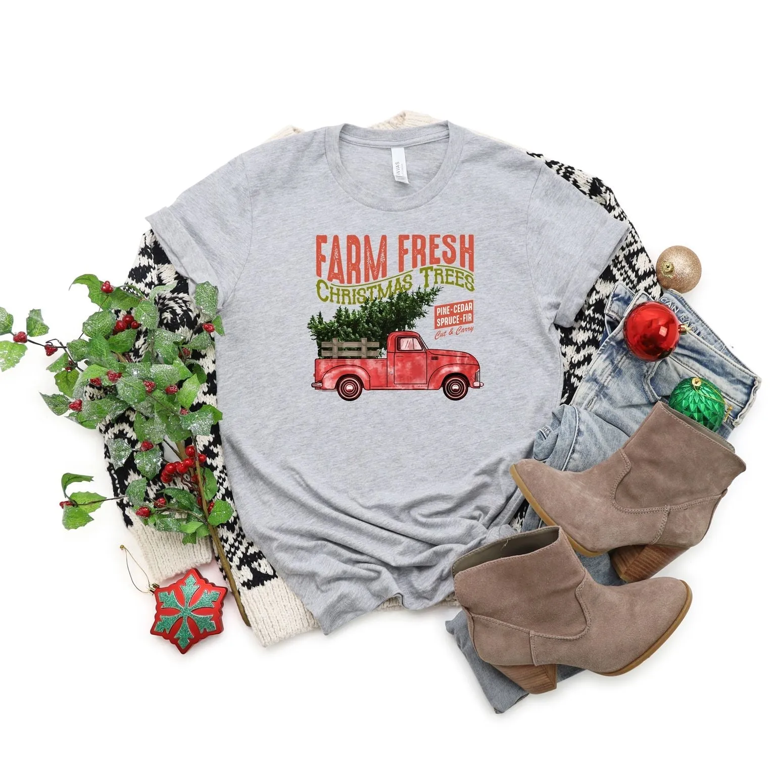 Farm Fresh Christmas Tree Truck | Short Sleeve Crew Neck
