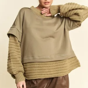 Faux Layered Round Neck Sweater