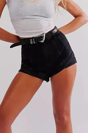 Free People: Crvy Mona High Rise Shorts in Midnight Black
