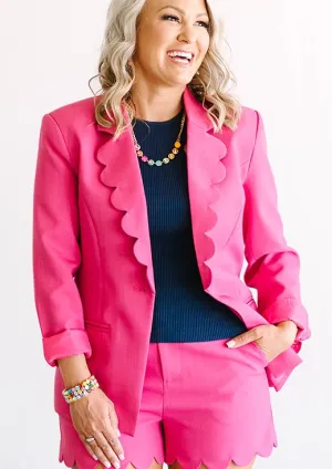 Fuchsia Scallop Hem Shorts