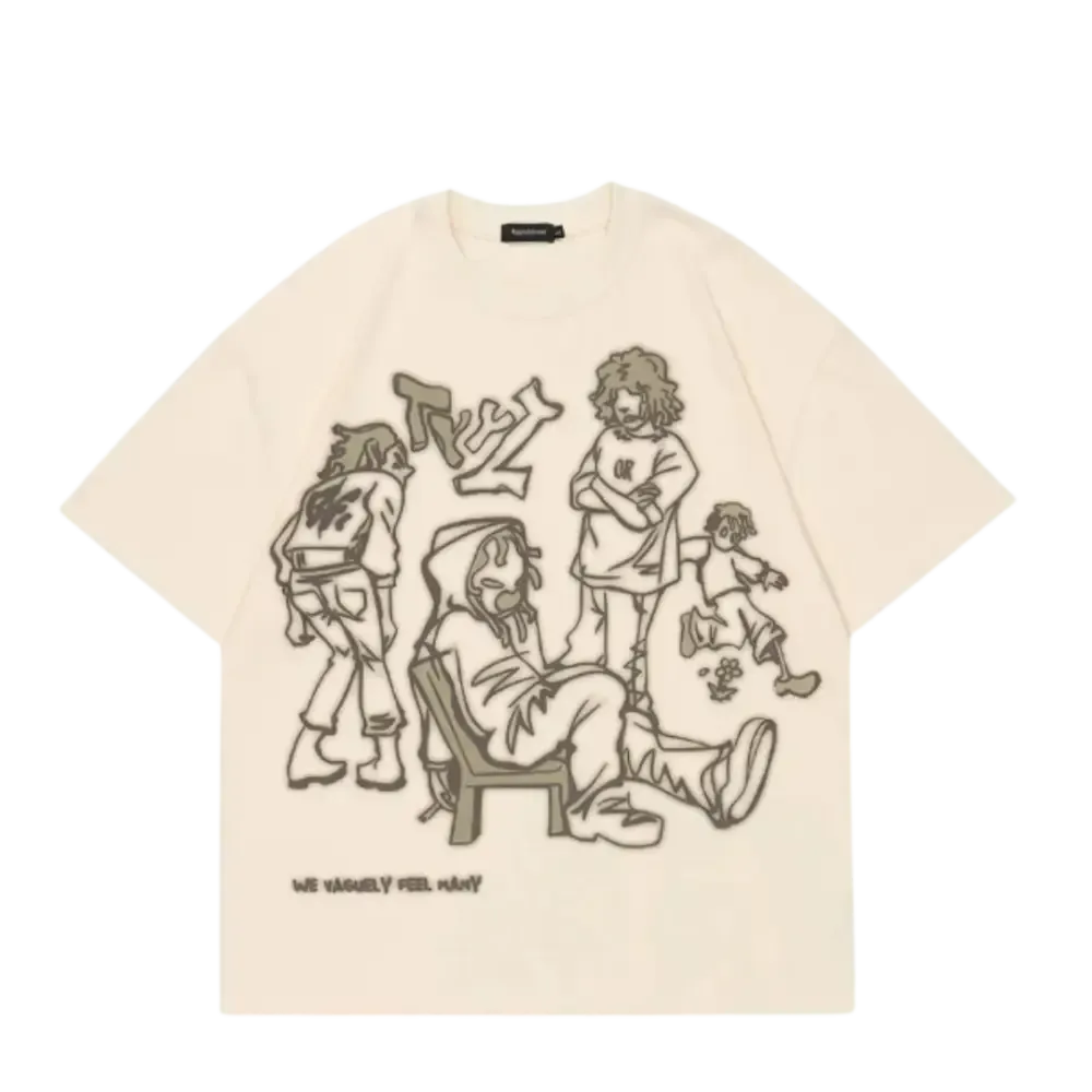 Ghettto Playground Beige Y2K Tee for Urban Fashion Lovers